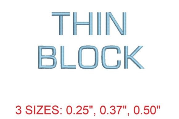 Thin Block Embroidery Font for Boutique Apparel